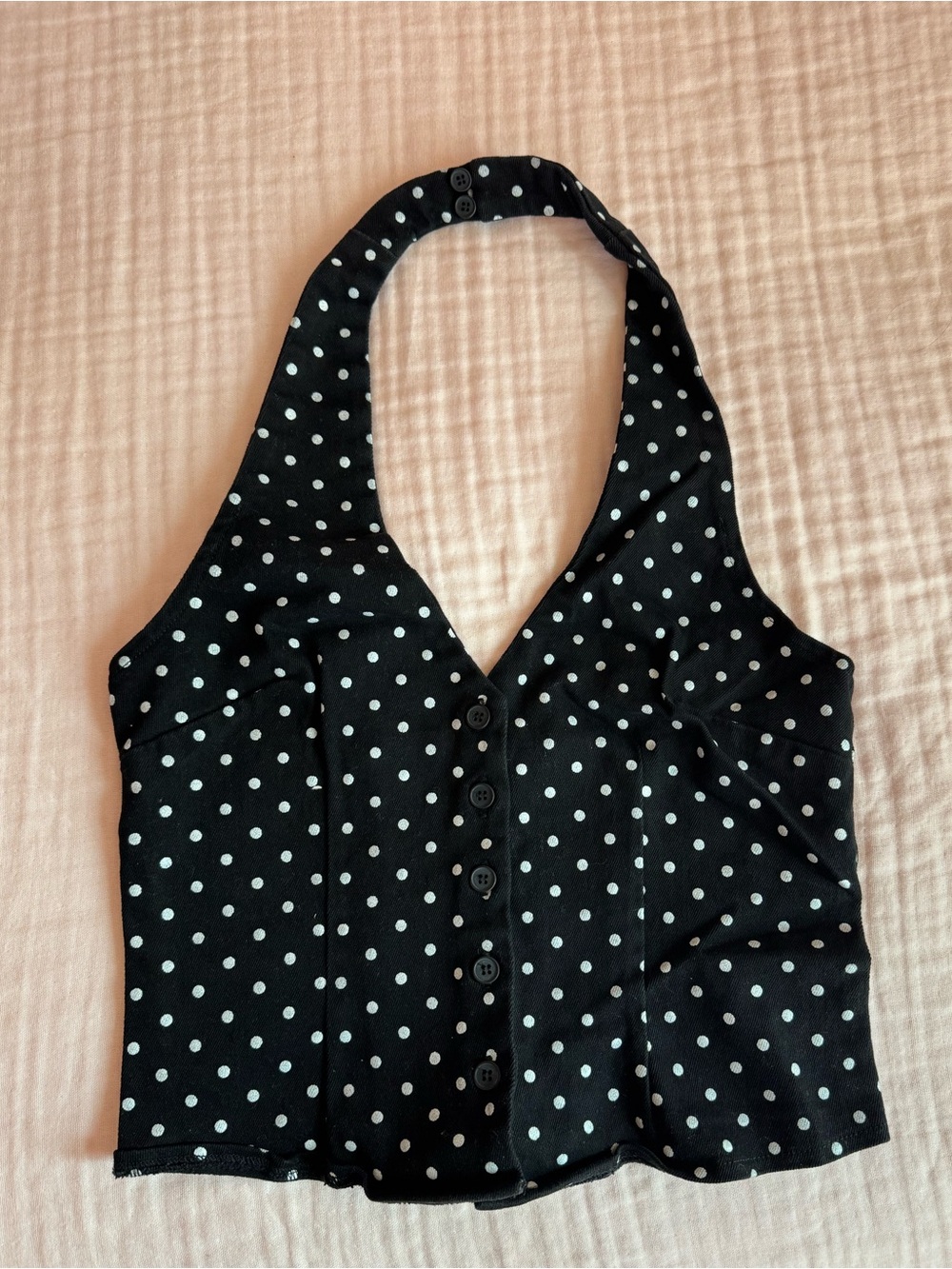 Edikted Black Polka Dot Halter Crop Top
